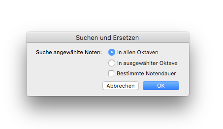 Dialogbox Suchen und Ersetzen